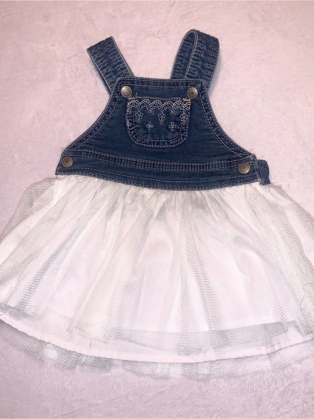 First Impressions Girls Denim Overall Tutu Dress, Denim/White Size 3-6 Months